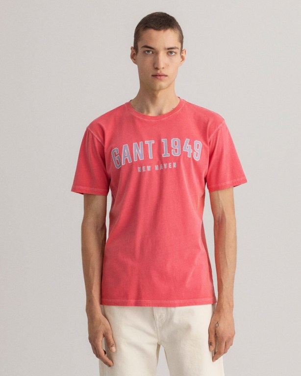 Gant 1949 Men's T-shirts Pink | 53mwETtGAmQ