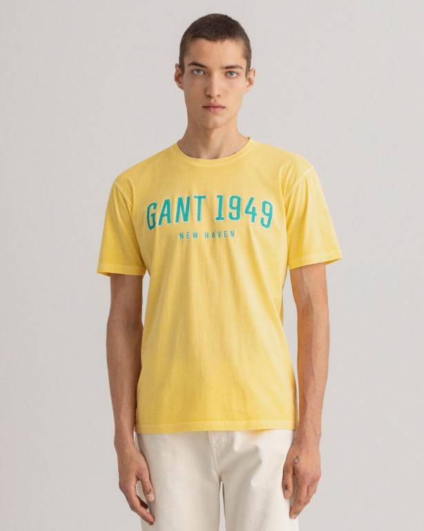 Gant 1949 Men's T-shirts Yellow | 2T2BzX2UjWm