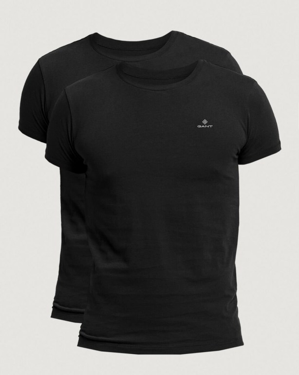 Gant 2-Pack Crew Neck s Men's T-shirts Black | YrmzZaARTyl