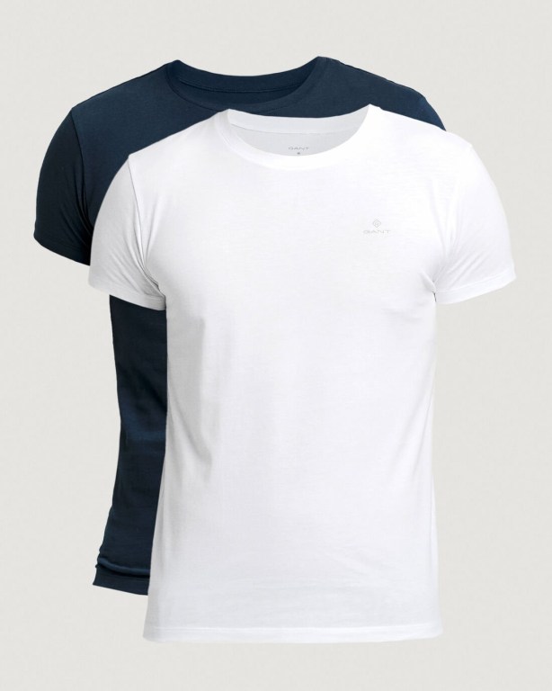 Gant 2-Pack Crew Neck s Men's T-shirts Navy / White | kMcBZ46xzoH