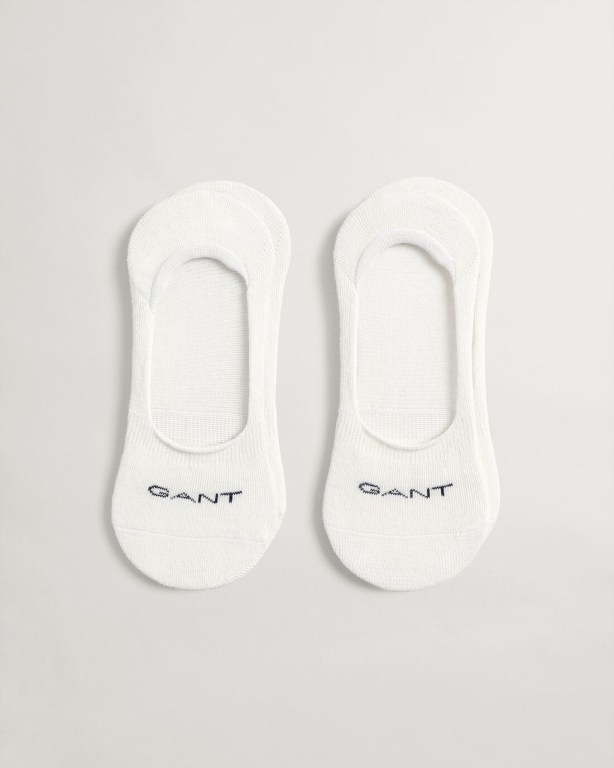 Gant 2-Pack Solid Invisible Women's Socks White | JggNnqR9TLI