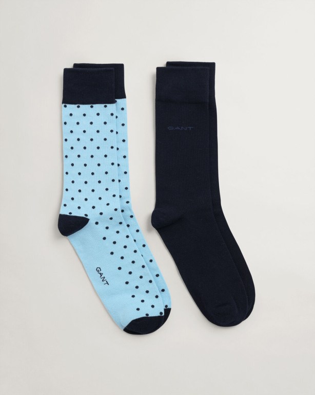 Gant 2-Pack Solid & Dot Men's Socks Light Blue | 6ONdej7LE0M