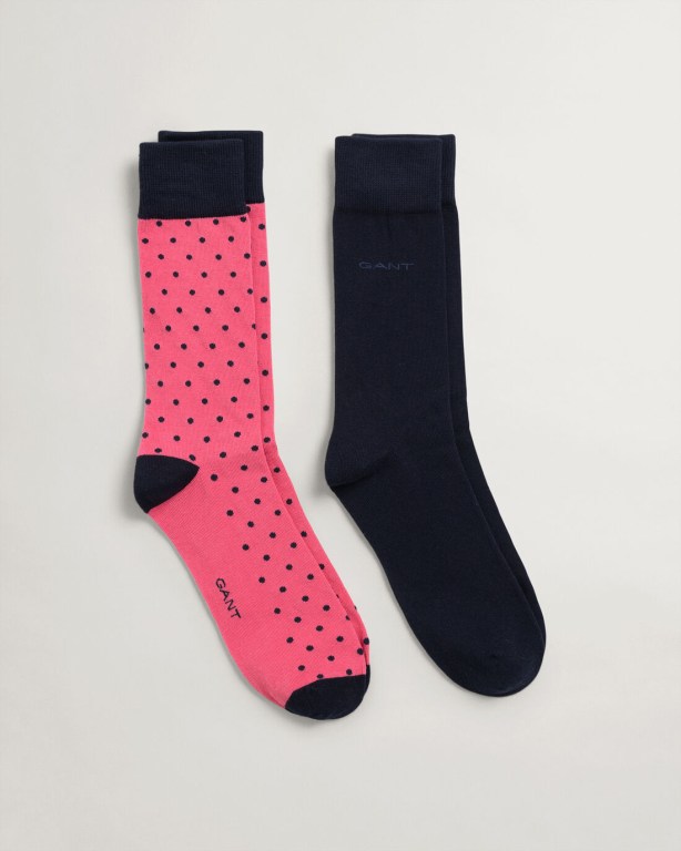 Gant 2-Pack Solid & Dot Men's Socks Rose | Bc0Lu1uA6Po