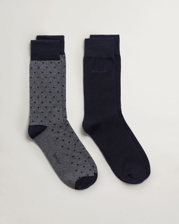 Gant 2-Pack Solid & Dot Men's Socks Grey | v3dWF6W9Byx