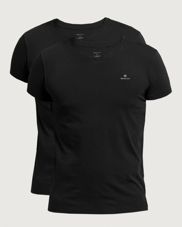 Gant 2-Pack V-Neck T-Shirts Men's Underwear Black | NFfagsK25vn