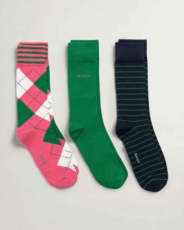 Gant 3-Pack Argyle with Gift Box Men's Socks Rose | 2EyO1nIIUUx