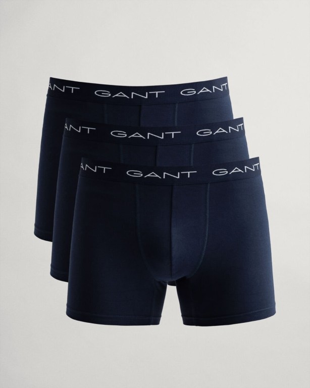 Gant 3-Pack Boxer Briefs Men's Underwear Navy | SGVIcB6CM4C