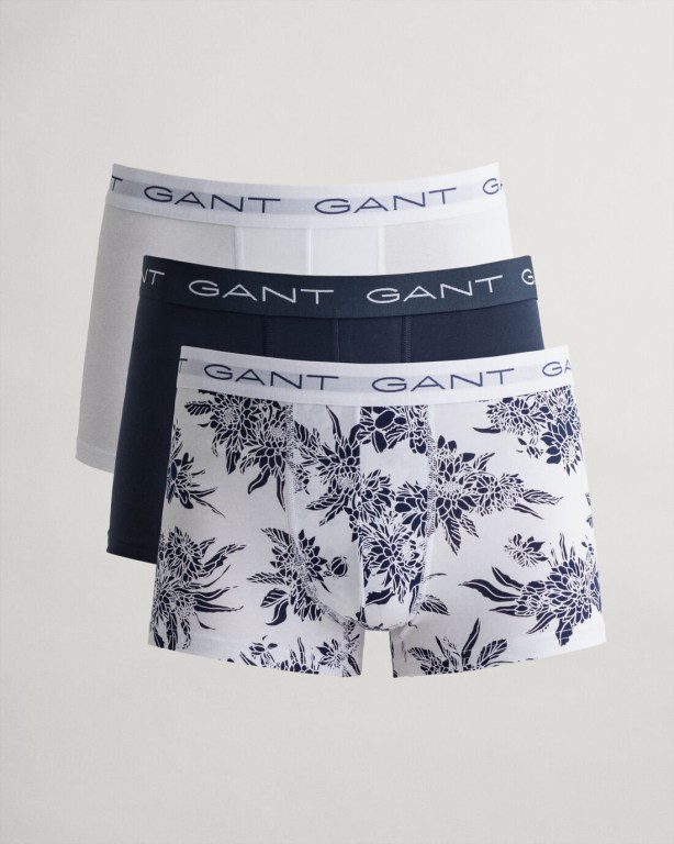 Gant 3-Pack Dahlia Print Trunks Men's Underwear White | 0jzkHisul8R