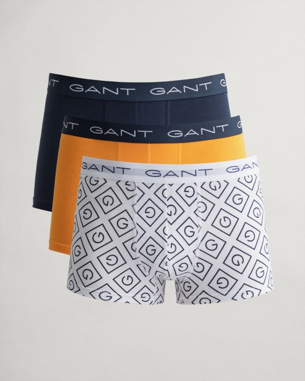 Gant 3-Pack Iconic G Trunks Men's Underwear White | 0GsoG10l7Zq