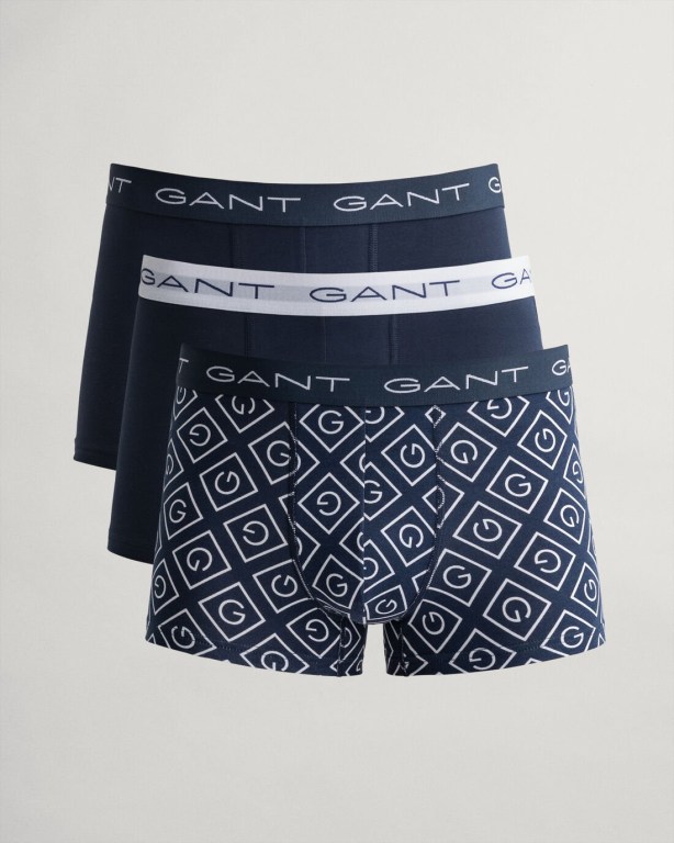 Gant 3-Pack Iconic G Trunks Men's Underwear Dark Blue | Qyol7VlPKBX