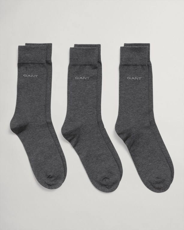 Gant 3-Pack Mercerized Cotton Men's Socks Grey | LlTIENpCyyQ