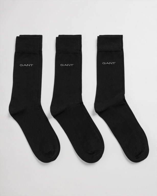 Gant 3-Pack Mercerized Cotton Men's Socks Black | kVDjve56SpC