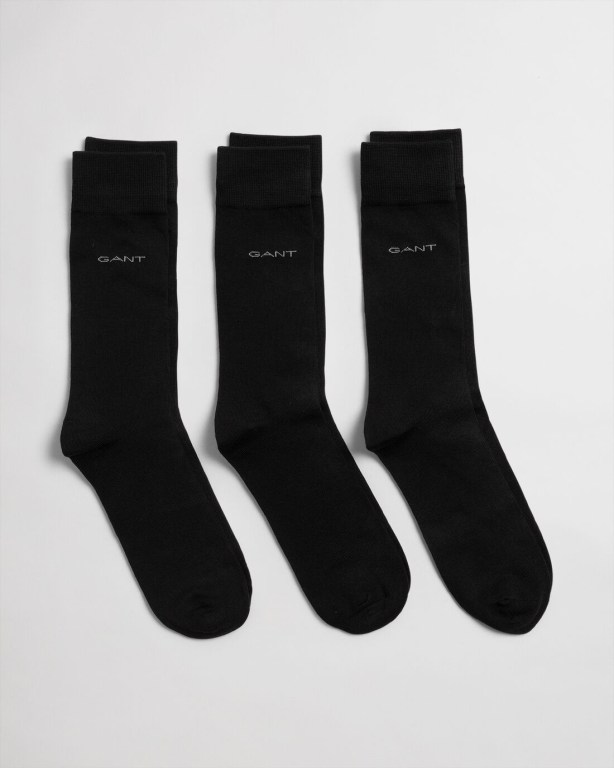 Gant 3-Pack Soft Cotton Men's Socks Black | Z6DSDyJmc0O