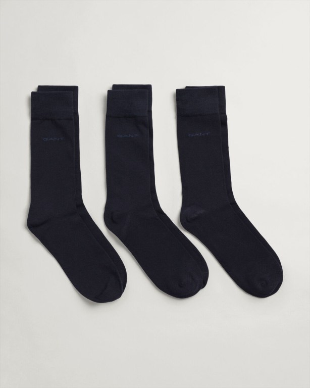 Gant 3-Pack Soft Cotton Men's Socks Dark Blue | qiu3U5dSRxz