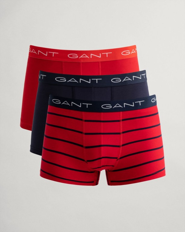 Gant 3-Pack Stripe Trunks with Gift Box Men's Underwear Light Red | JQiqQZYpBSM