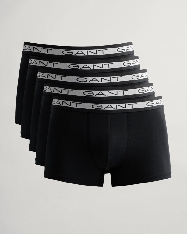 Gant 5-Pack Basic Trunks Men's Underwear Black | LIV8cGA0Jbg