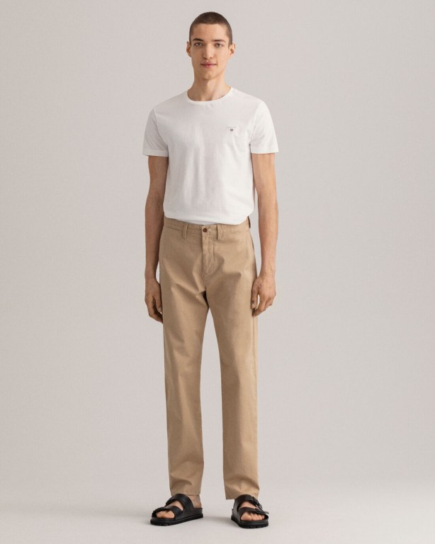 Gant Allister Regular Fit Twill Chinos Men's Pants Dark Khaki | Z1C8ETI07OG