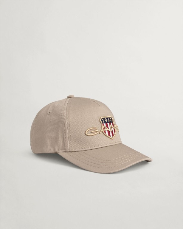 Gant Archive Shield Cotton Women's Caps Dark Khaki | Z8CKl7edqA2