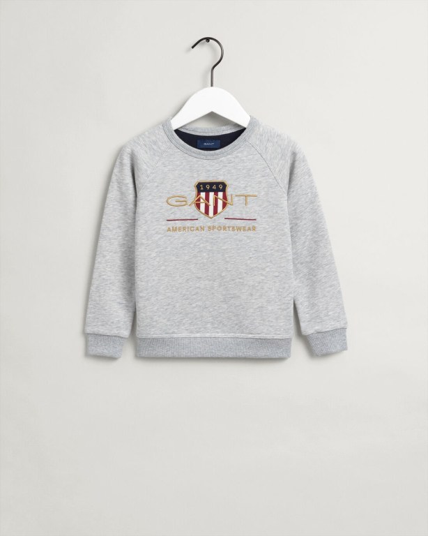 Gant Archive Shield Crew Neck Kids' Sweatshirts Light Grey | kQLoOqEI63u