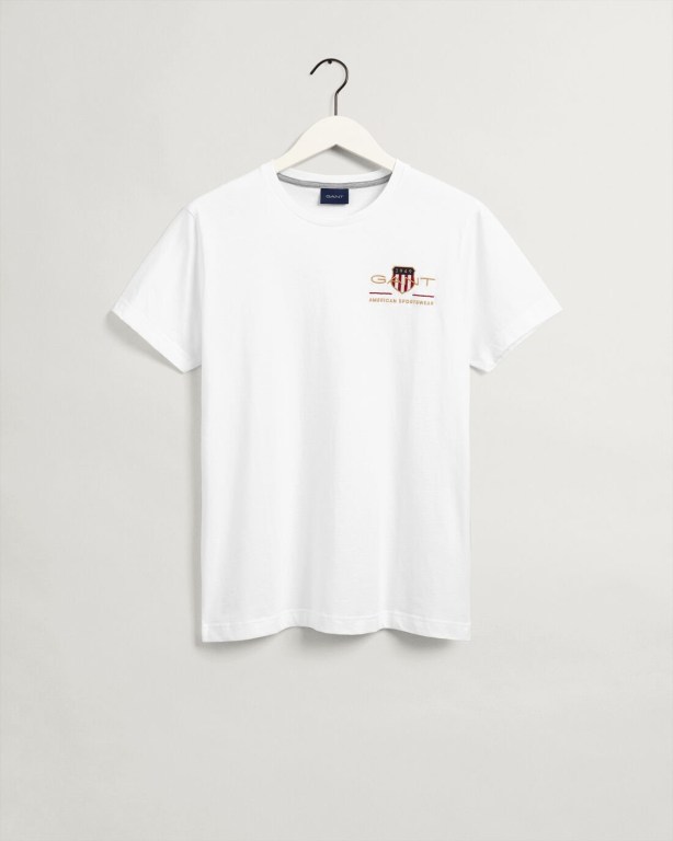 Gant Archive Shield Embroidery Men's T-shirts White | ayOuvph7zAB