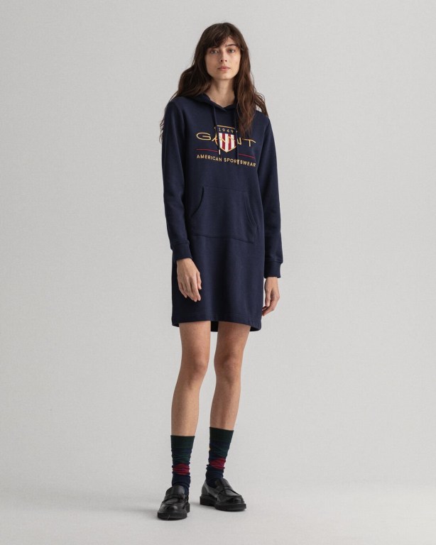 Gant Archive Shield Hoodie Women's Dresses Blue | wieSv4pGpBq