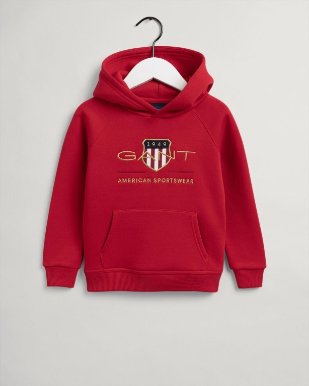 Gant Archive Shield Kids' Hoodies Red | 7cSBCNWfJLY