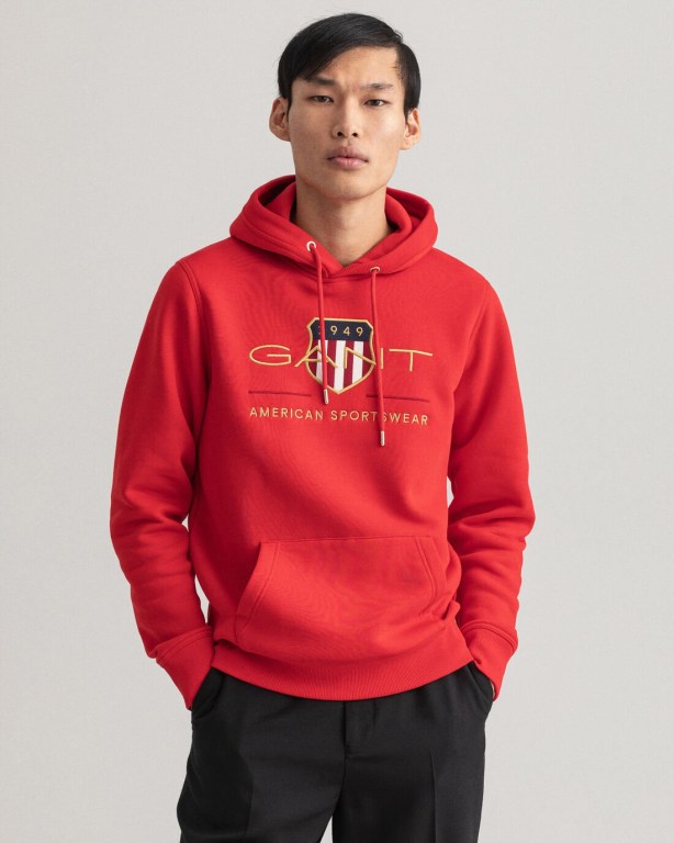 Gant Archive Shield Men's Hoodies Light Red | bXuXaIsualC