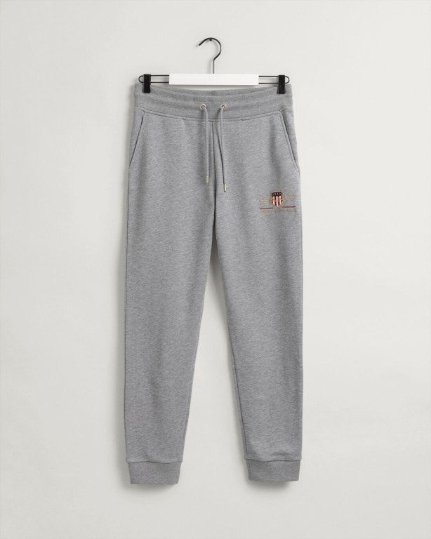 Gant Archive Shield Men's Sweatpants Grey | RTgTyvCqU7Q