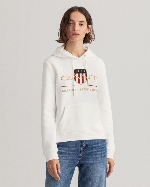 Gant Archive Shield Women's Hoodies White | Rq84M5nULRJ