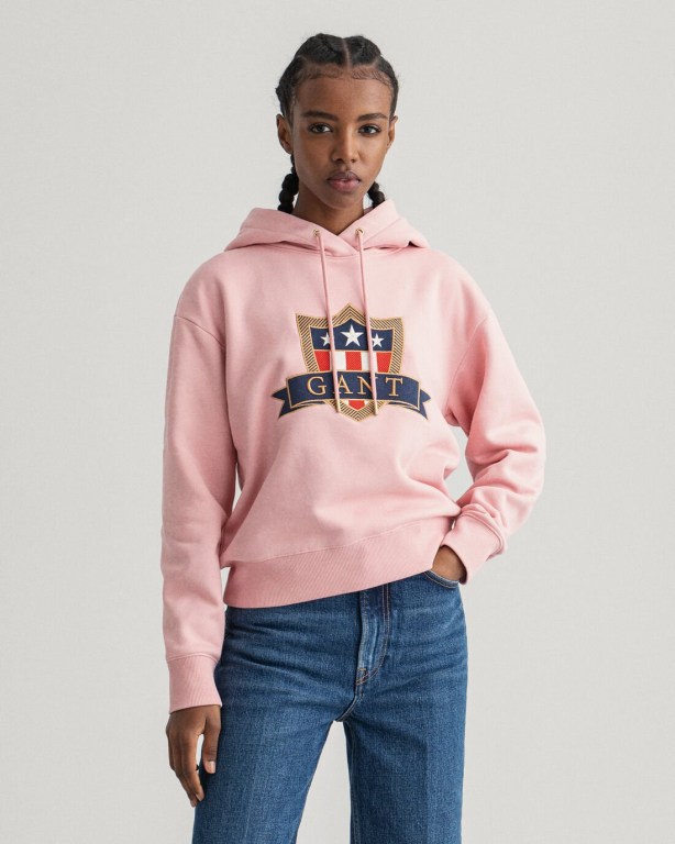 Gant Banner Shield Women's Hoodies Rose | hob5tb5Yn9T