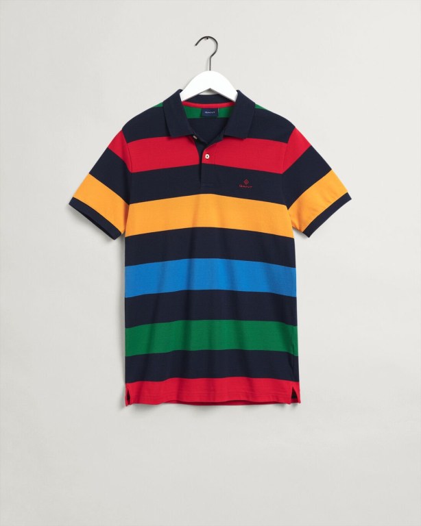 Gant Barstripe Piqué Men's Polo Shirts Multicolor | w9esTRmi3R5