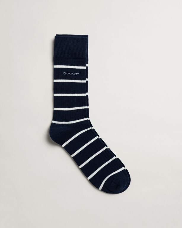 Gant Breton Stripe Ribbed Men's Socks Blue | HHjDR7L37S3