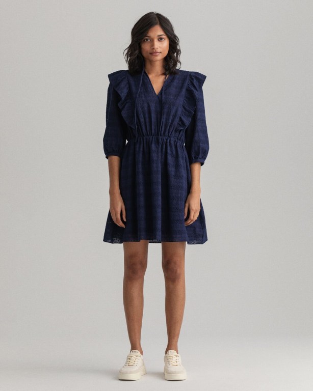 Gant Broderie Anglaise Women's Dresses Blue | 1r5vIyqK13K