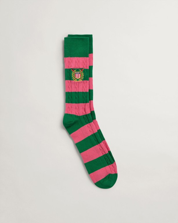 Gant Cable Barstripe Men's Socks Green | xC2FtstpllZ