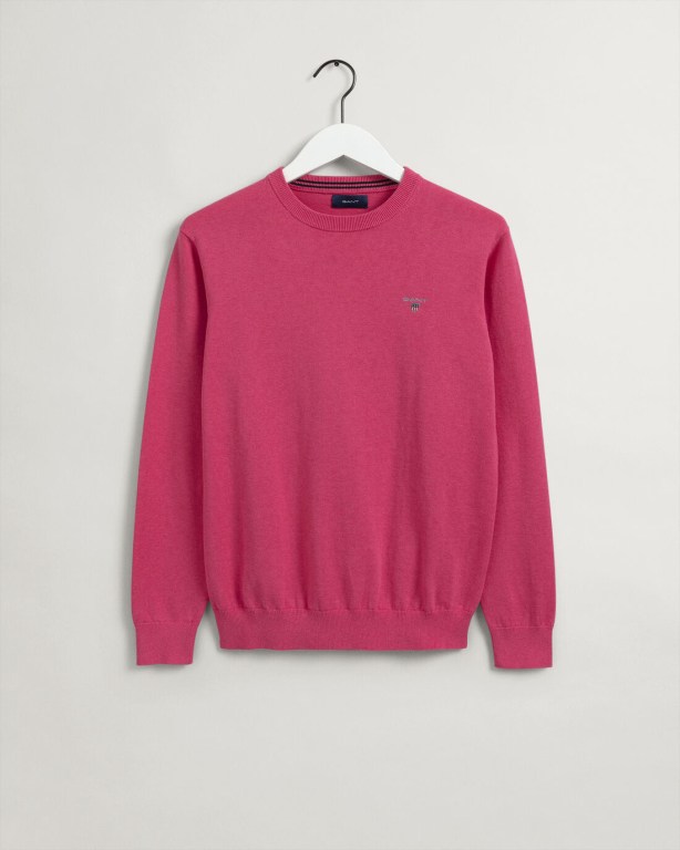 Gant Classic Cotton Crew Neck Men's Crewneck Jumpers Pink | QVF8RQcZWyY