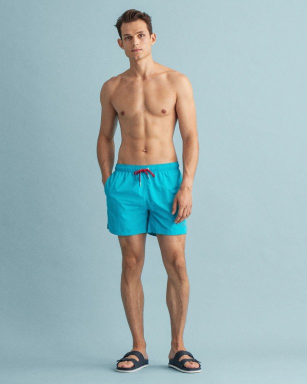 Gant Classic Fit Men's Swim Shorts Turquoise | XZqOfDTKjWH