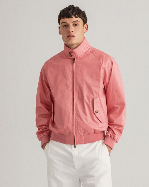 Gant Cotton Harrington Men's Jackets Rose | TnXUtcV2uMa