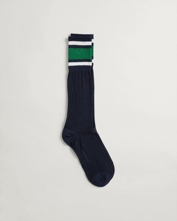 Gant Crochet Knee-High Women's Socks Blue | 9gq2wSMJ0ou