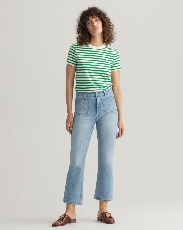 Gant Cropped Flared Women's Jeans Light Blue | fUIaTmzXyNR