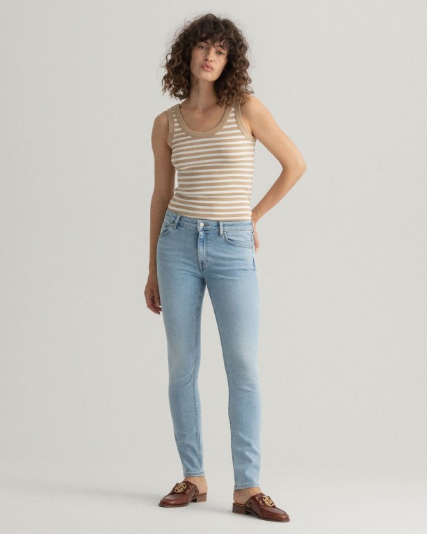 Gant Farla Slim Fit Super Stretch Women's Jeans Light Blue | hwlgOB2K5Fr