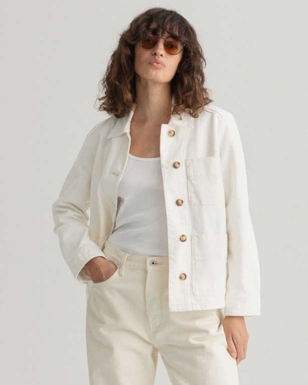 Gant Gart-Dyed Shirt Women's Jackets White | qdFDLyvAd91