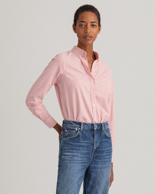 Gant Gart-Washed Stripe Oxford Women's Shirts Rose | UaZ570JBWAo