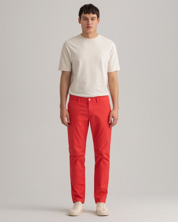 Gant Hallden Slim Fit Sunfaded Chinos Men's Pants Pink | Sq9HPfBS4HY