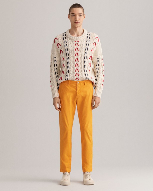 Gant Hallden Slim Fit Sunfaded Chinos Men's Pants Orange | vBbbLpgF0zm