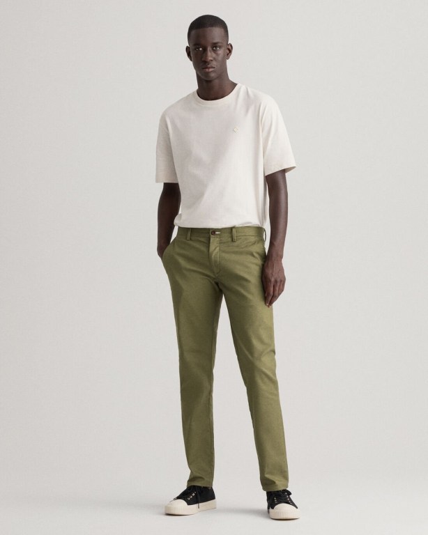 Gant Hallden Slim Fit Tech Prep™ Chinos Men's Pants Green | EXrkh6htNzM