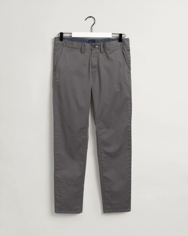 Gant Hallden Slim Fit Twill Chinos Men's Pants Deep Grey | HIe2MnCAWwU