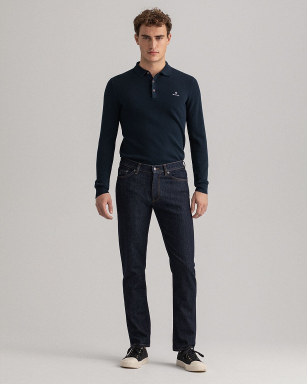 Gant Hayes Men's Slim Fit Jeans Dark Blue | zdDXc8RWrMO