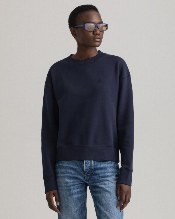 Gant Icon G Essential Crew Neck Women's Sweatshirts Blue | RLAZTfEuR6a