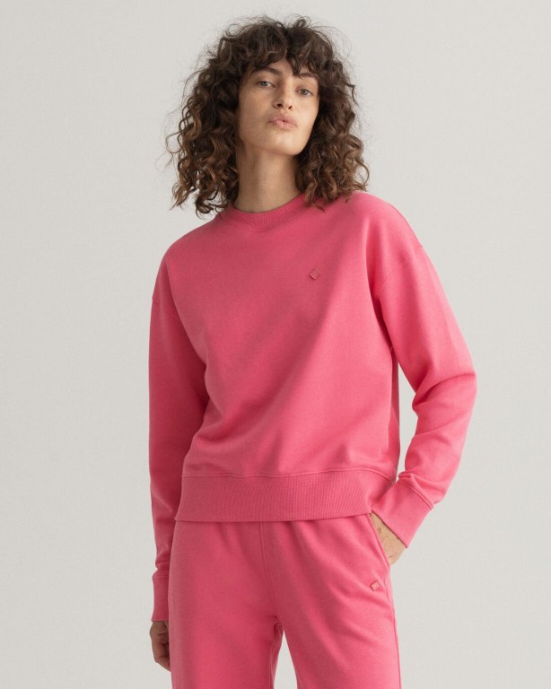 Gant Icon G Essential Crew Neck Women's Sweatshirts Rose | vbRcXLSwASc