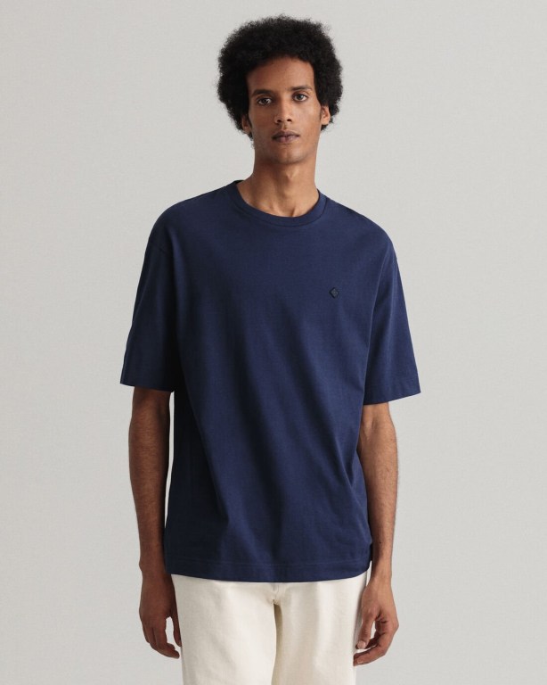 Gant Icon G Essential Men's T-shirts Blue | KQkj4TW74ZD